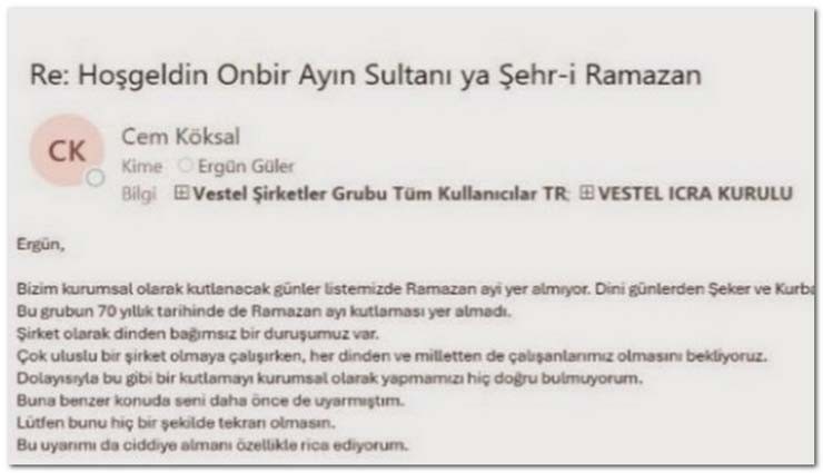 Vestel'de Ramazan Krizi